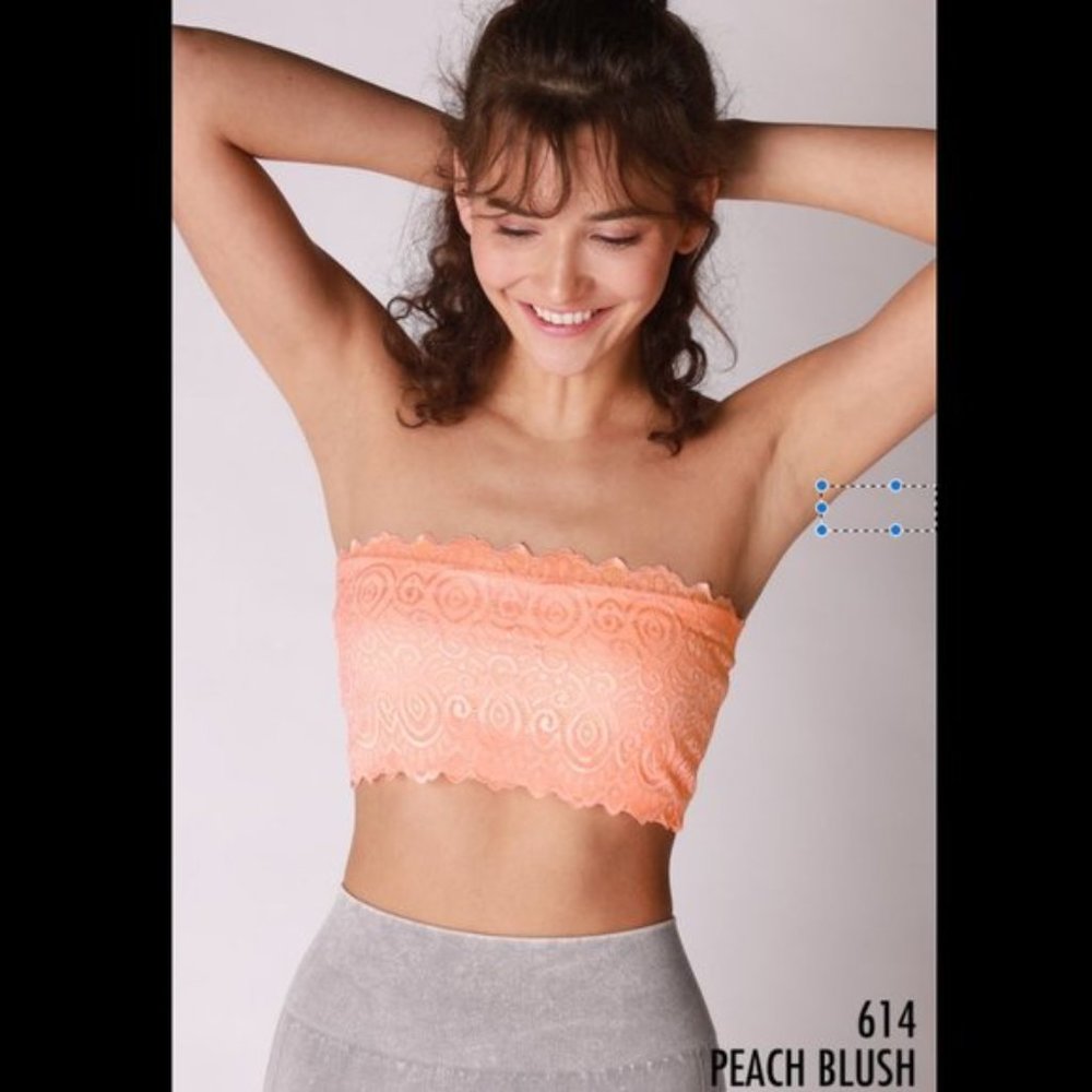 New Reversible Peach Blush Lace and Solid Bandeau by Nikibiki